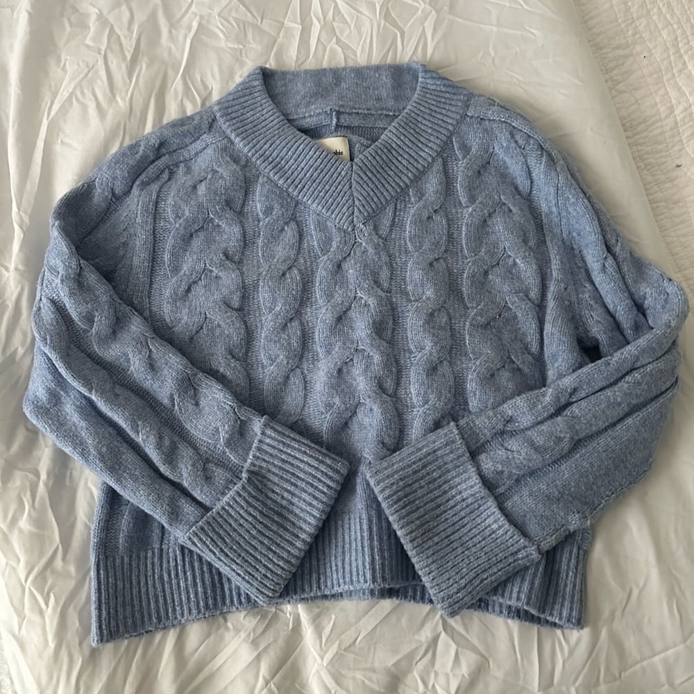Abercrombie & Fitch Blue Cable Knit Sweater
